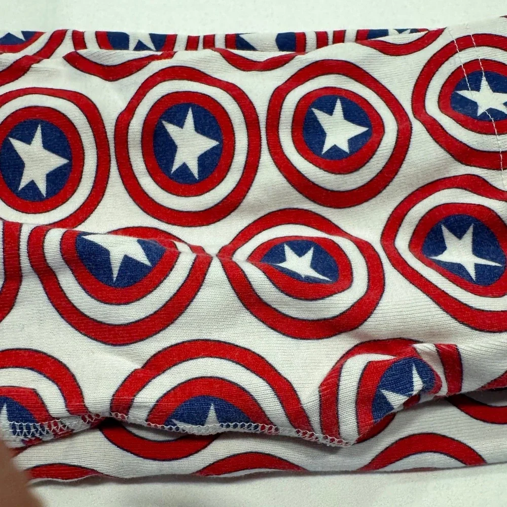 Hanna Andersson Marvel Captain America Shield Pajamas Set Size 8 Blue Red EUC